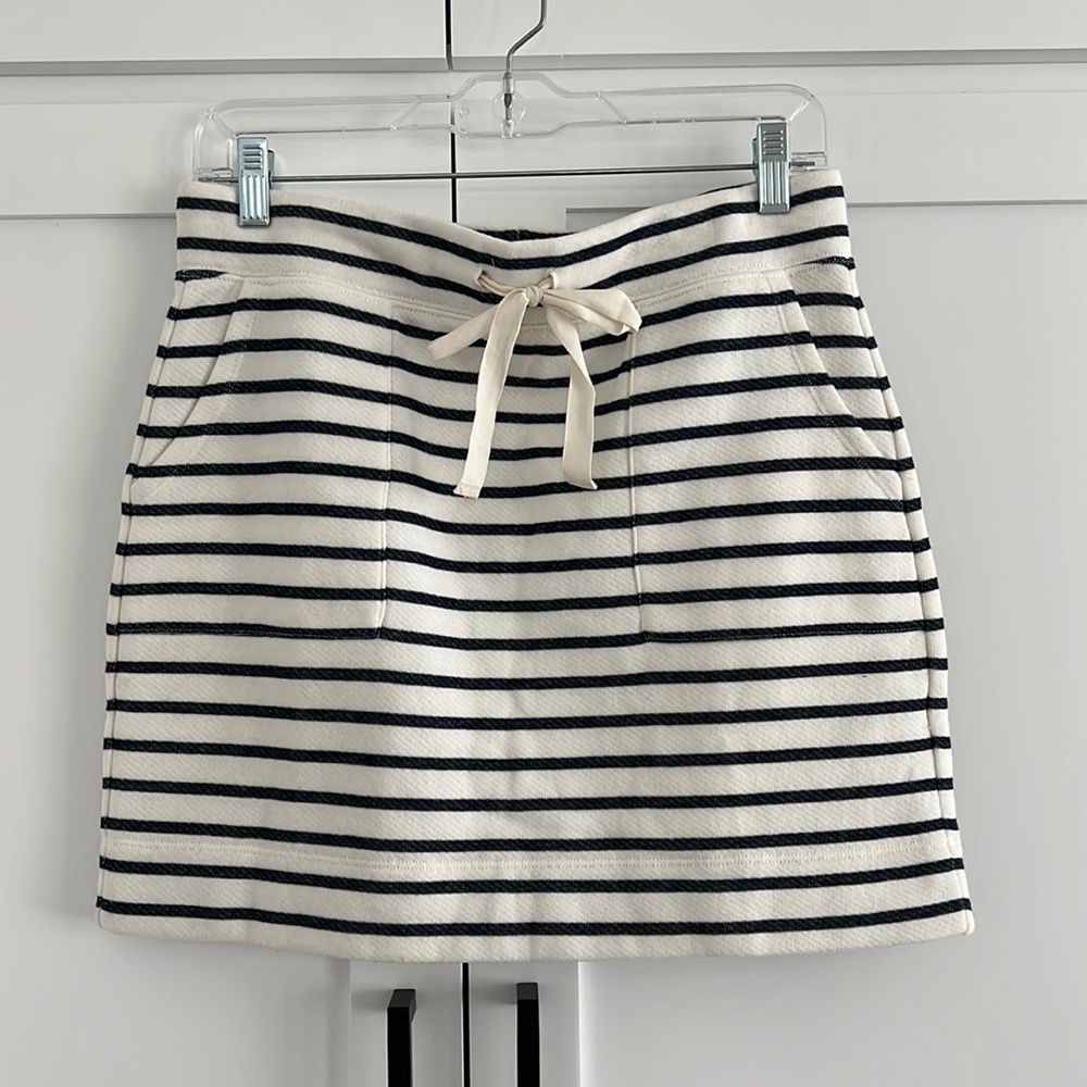 J. Crew Cream and Black Striped Drawstring Skirt
